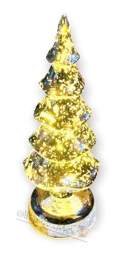 Figura Árbol De Navidad Vidrio Con Luz Plata