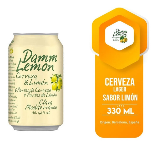 Cerveza Damm Lemon 330ml X 24 Unidades. Envío Gratis