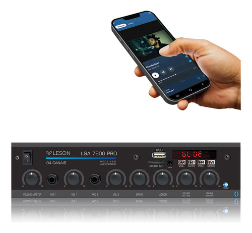 Módulo Amplificador Potência Para Caixa De Som Leson LS7600 PRO Cor Preto Potência De Saída Rms 120 W 127/220v