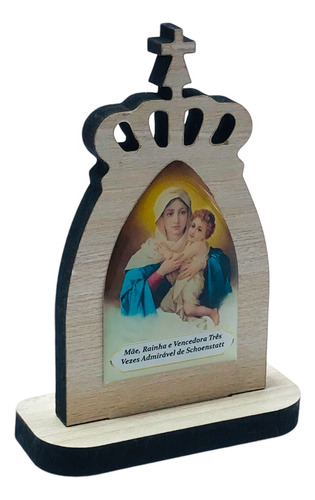 Capelinha Mãe Rainha Coroa Madeira 8 Cm