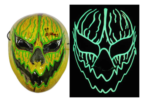 Máscara Led Calabaza Terrorifica Disfraz Halloween Neón 