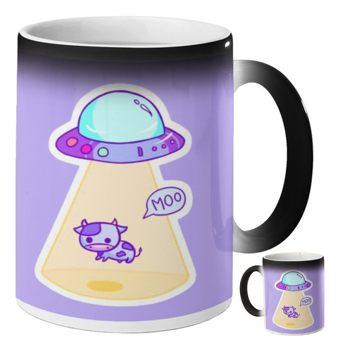 Taza Magica Ovni Y Vaca Termosensible 320 Ml Ovni Y Vaca