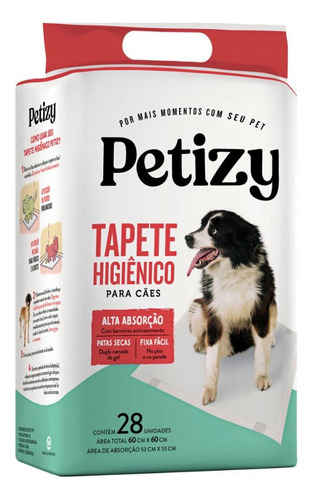 Tapete Higiênico 60x60 28un Descartável Cachorro - Branco