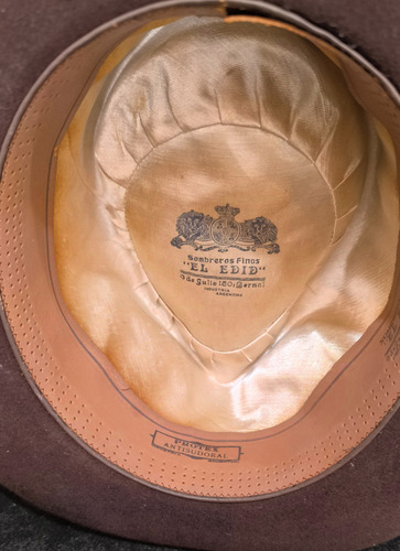 Antiguo Sombrero De Fieltro De Lana Rigido Color Marrón (Usado)