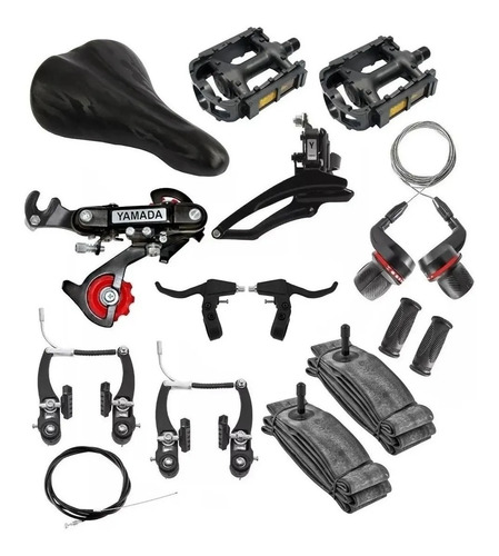 Kit Câmbios 21 18v Marchas Bicicleta + Freio V- Brake Pedal