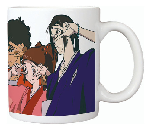 Taza Blanca 325 Ml - Samurai Champloo - Fuu, Mugen Y Jin Blanco Fuu Mugen Y Jin