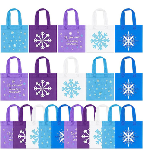 20pcs Snowflake Party Favors Bag, Winter Frozen Non-woven Ca