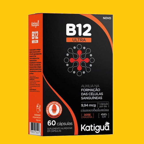 Kit 12 Suplemento Vitamina B12 Ultra 9,94mg 60caps - Katigua Sem Sabor