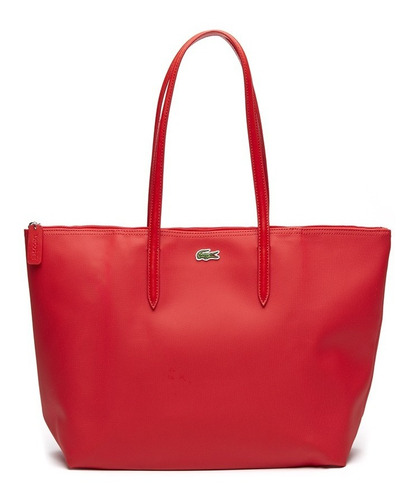 Bolso Tote Lacoste L.12.12 Concept Con Cierre Para Mujer Acabado de los herrajes Metal Color Rojo Color de la correa de hombro Rojo Diseño de la tela Liso