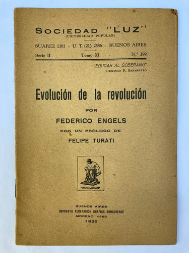 Engels. Evolución De La Revolución. Buenos Aires 1935.