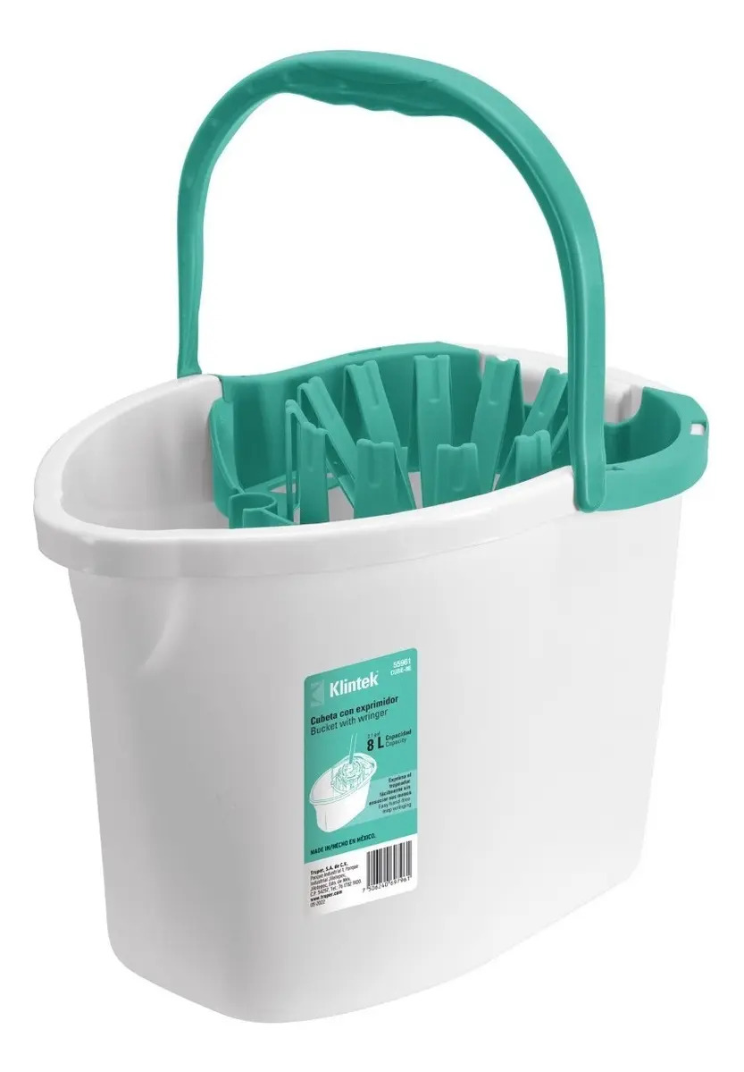 Cubeta Plástica con Exprimidor Klintek CUBE-8E 8L Blanca