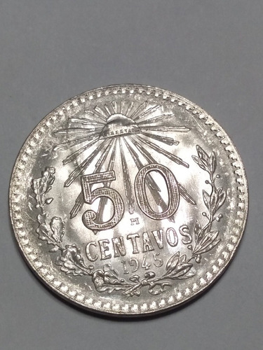 Imagen 1 de 4 de Moneda Resplandor 50 Cts. Ley 0.720 Año 1944 Envio $40