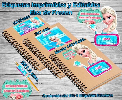 Kit Etiquetas Escolares Elsa De Frozen Imprimibles
