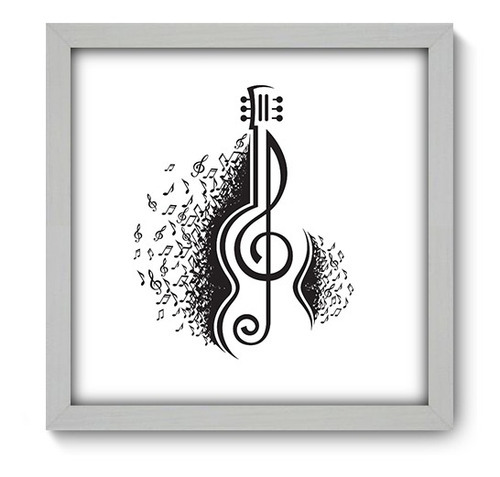 Quadro Decorativo - Notas Musicais - 33cm X 33cm - 086qdg Cor da armação Branco