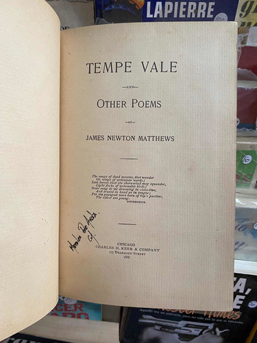 Libro / Tempe Vale, And Other Poems / 1888