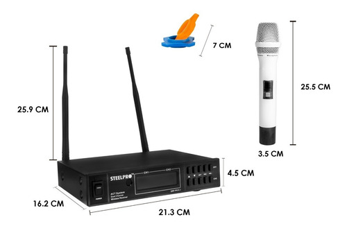 Imagen 3 de 3 de Microfono Uhf Profesional Blanco Frecuen Multicanal Steelpro