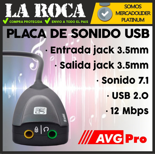 Imagen 4 de 10 de Placa De Sonido Usb Externa Audio 7.1 Pc Windows Mac Cuo