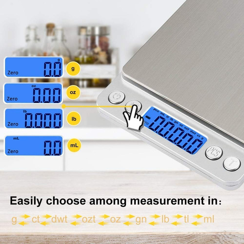 Imagen 2 de 10 de Bascula Digital 3kg-0.1g Balanzas De Cocina Usb Recargable