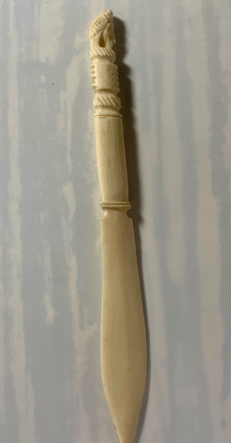 Antiguo Abrecartas Hueso Figura Cabeza Crema (Usado)