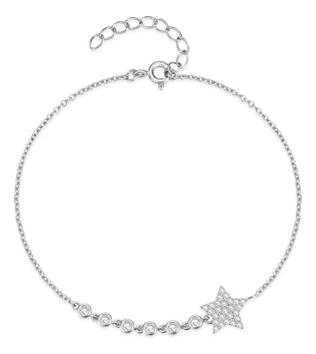 Pulsera Plata 925 Zirconias Diseño De Estrella