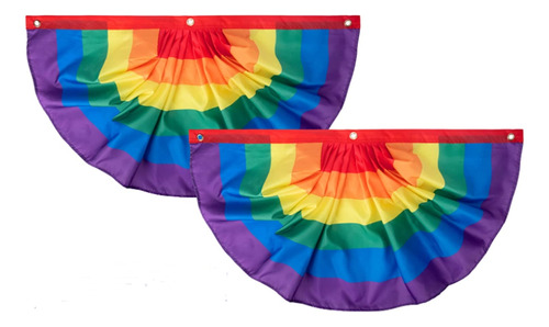 Banderín Rainbow Pride De 2 Piezas, Bandera De Abanico Plisa