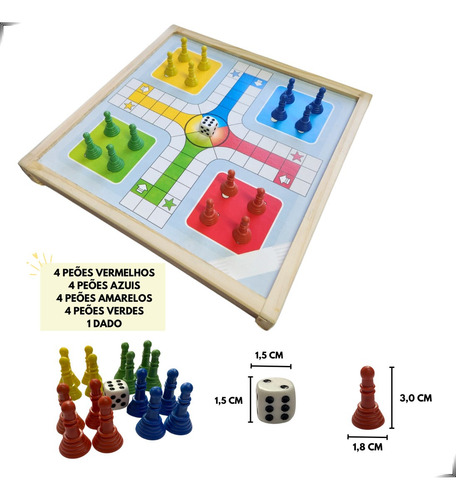 Jogo De Mesa Educativo 5 Em 1 Xadrez Ludo Domino Dama Trilha