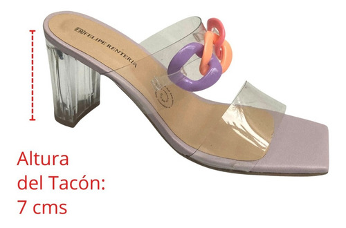 Imagen 4 de 8 de Zapatilla Mujer Felipe Rentería Tacón Cristal Cadena Colores
