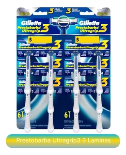 12 Barbeadores Gillette Prestobarba Ultragrip3 Com 3 Laminas
