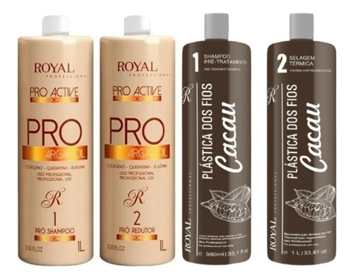 Kit Escova Progressiva Royal Pro Argan + Plástica Cacau