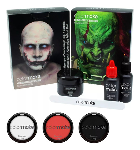 Kit Completo P/ Maquiagem Vampiro Halloween +3 Pancake 