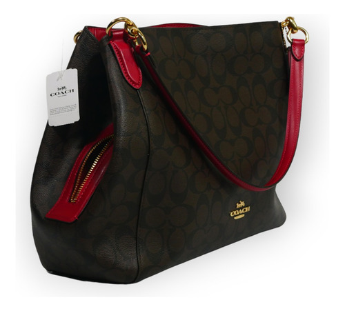Cartera Coach Sig Hallie Cafe Con Rojo