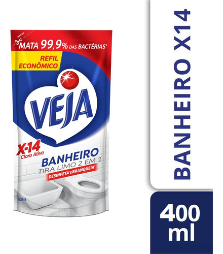 Kit 2 X-14 Limpeza Pesada Veja Banheiro 2em1 400ml Cada