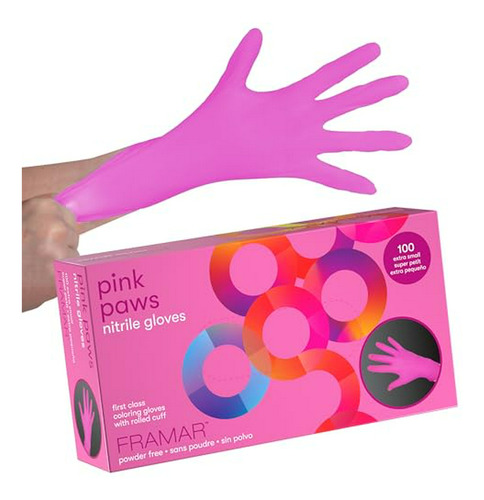 Guantes Desechables Rosas Para Pelo, 100 Unidades