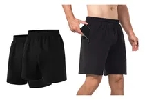 Comprar 2 Short Cómodo Suelto Con Bolsas Ejercicio Correr Gym Hombre