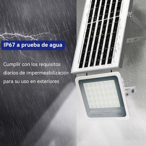 Reflector Lámpara Solar Led 500w Recargable Para Jardin Blanco
