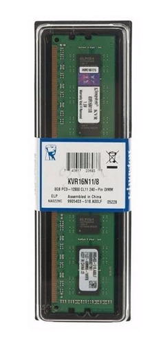 Memoria RAM ValueRAM color verde 8GB 1 Kingston KVR16N11/8