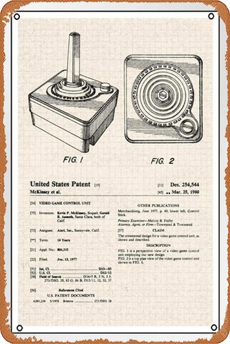 Señal Lata Vintage Joystick Para Videojuego Diagrama Oficial