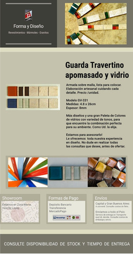 Imagen 2 de 7 de Guarda Travertino, Venecitas Vidrio, Gv331 - Forma Y Diseño