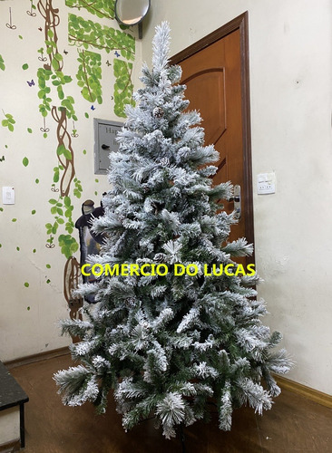 Árvore De Natal Nevada Luxo C/ Pinhas 1,80m 694 Galhos Aw218