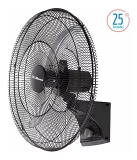 Ventilador Pared Liliana 25 Reforzado Pala Metal Industri Estructura Negro Aspas Gris