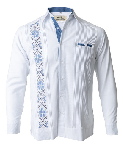 Guayabera Bordada Color Acero, Modelo Estrella