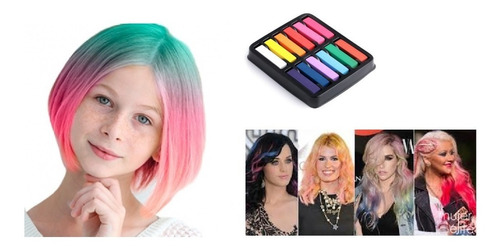 12 Tizas De Colores Set Para Teñir Pintar El Pelo Lavable