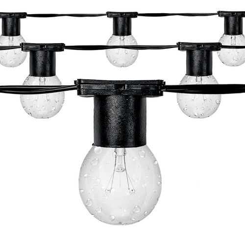 Varal Luzes Cordão Decoração Festa 20m Preto Luz Não Acompanha Lâmpadas Varal Preto - Bivolt