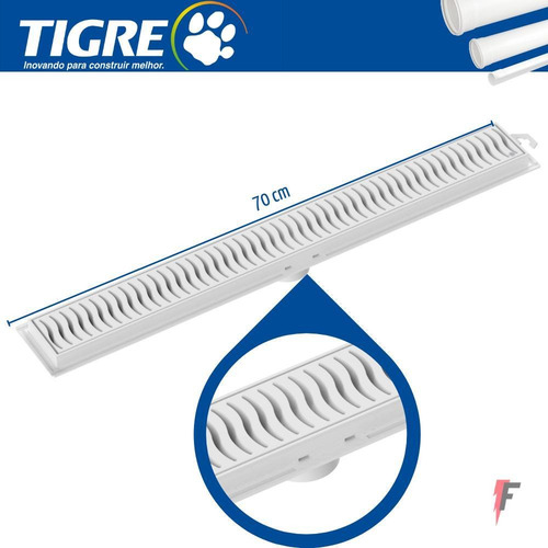 Imagem 2 de 5 de Ralo Linear 70cm Com Grelha Branca Tigre