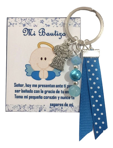 30 Recuerdos Bautizo Niño Listón Azul