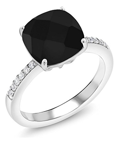 Gem Stone Anillo Plata 925 Con Onix Negro Para Mujer 3 72 Qu