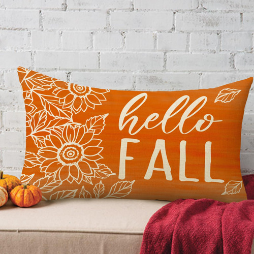 Softxpp Hello Fall Lumbar Lumbar Decorative Throw Cubierta D
