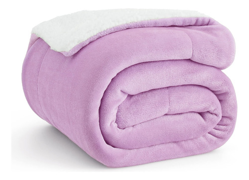 Manta Bedsure Sherpa De Forro Polar, Tamaño Doble, Lila