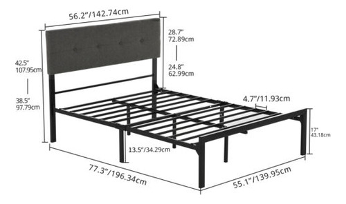 Taus Full Size Metal Bed Frame Steel Mattress Foundation Eem