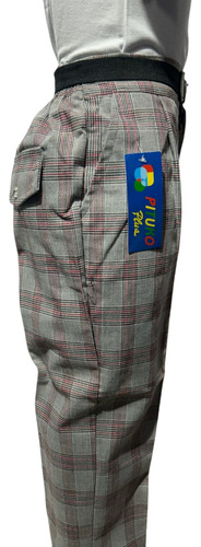 Pantalón Escolar Príncipe Gales Para Uniforme Con Resorte Rojo 6